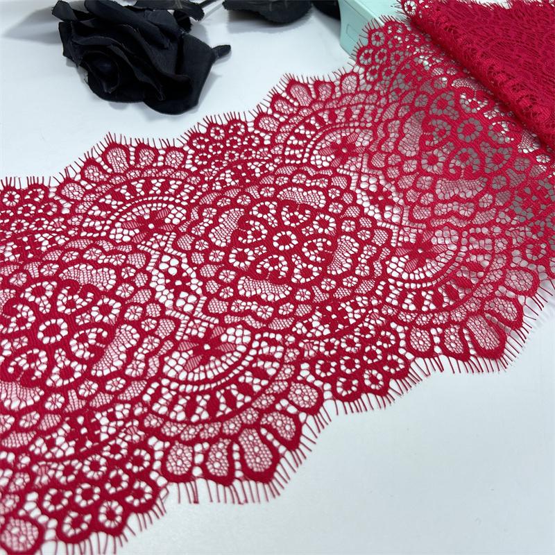 3м х 18,5см Французское кружево Шантильи, Не тянущееся темно-красное сетчатое кружево с ресничками для шитья, бюстгальтера, нижнего белья, платья, одежды, рукоделия