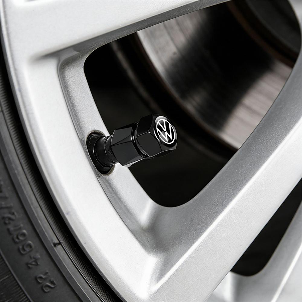 VW 4Pcs Car Tire Valve Caps Metal Wheel Dust Covers Accessories For Volkswagen GTI Golf Polo Passat VW CC Tiguan T-ROC Jetta Taigo