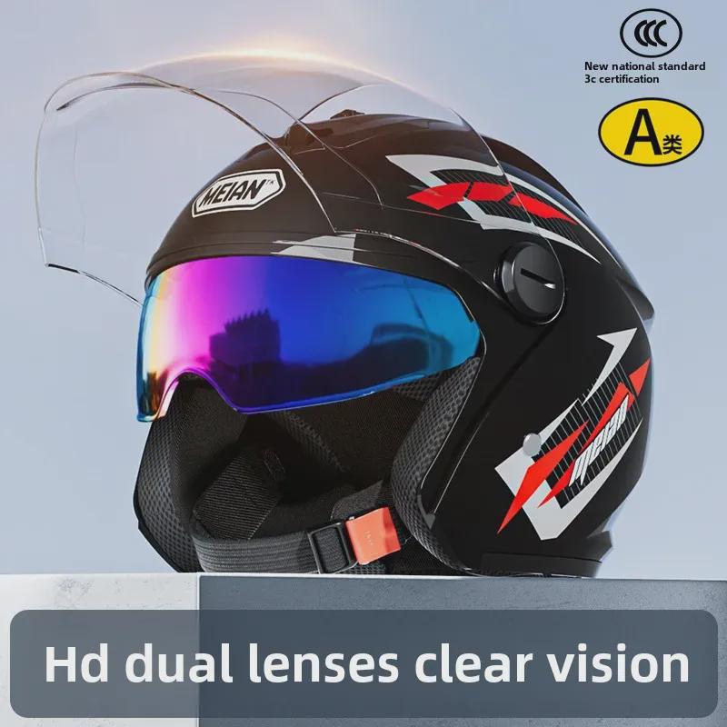 Зимний мотоциклетный шлем с аккумулятором и электрическими линзами, сертифицированный 3C, для мужчин и женщин - защита от холода и тепло