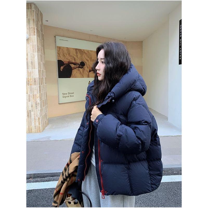 Han Fan Thickened Puff Down Cotton Clothes Women's Winter New Loose Warm Zipper Hooded Jacket