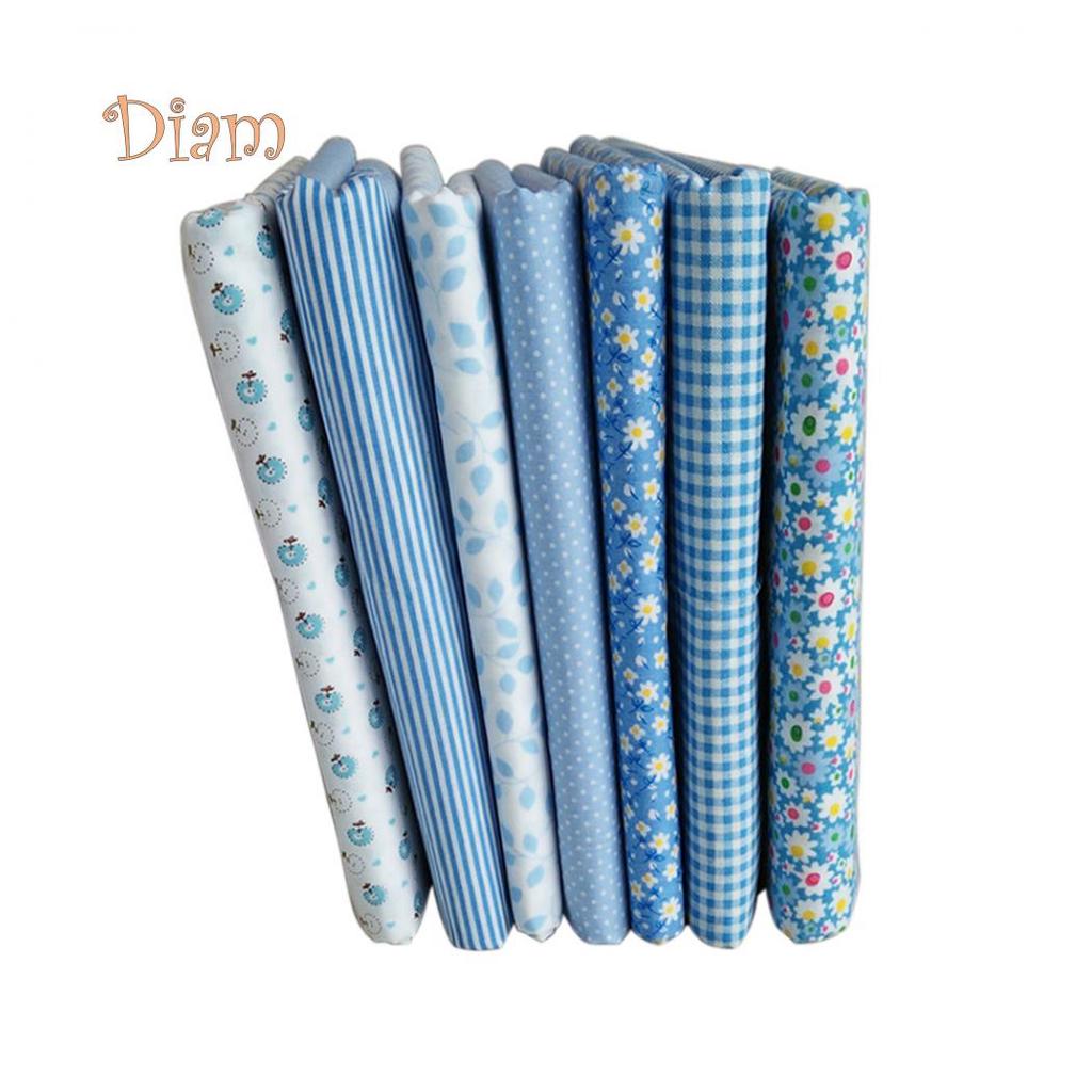 Lachepper 7Pcs/Set Fabric Floral Plaid Cotton Cloth DIY Craft Sewing Handmade Accessories
