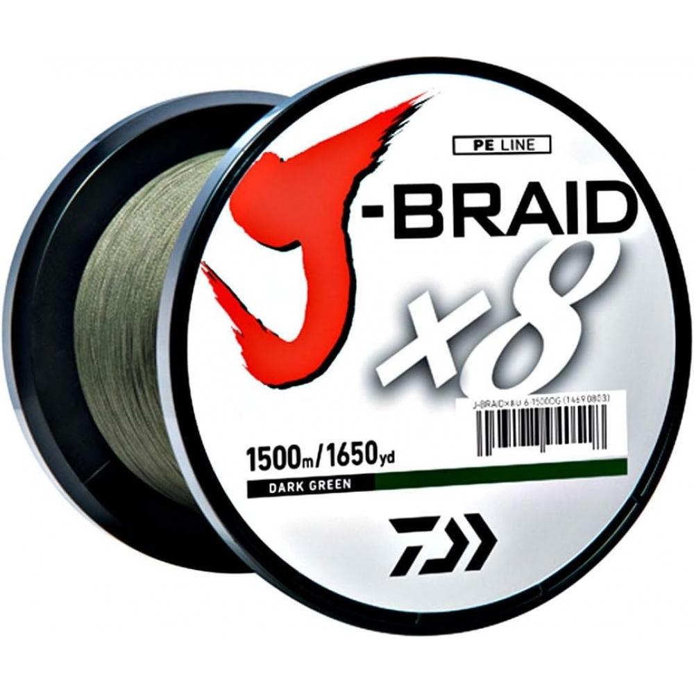 Daiwa J Braid 300m 8 Strand Round Braid Line 50lb Dark Green