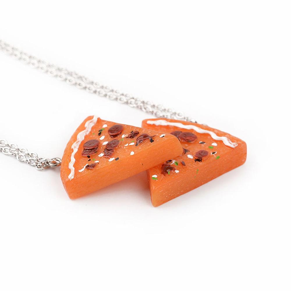 7Pcs Charm Jewelry Orange Best Friends Pizza Slice Pendant Friendship Family Chain Necklace