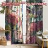 2pcs, 2D FLAT PRINTING Curtains (Without Rod) Garden Elegance Digital Printing On Holiday Curtains Semi-Sheer Curtains
