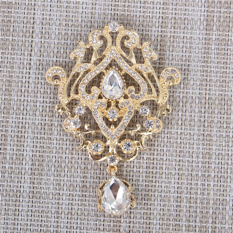 DIEZI Luxury Fashion Flower Bridal Brooches for Women Ladies Wedding Crystal Rhinestone Bouquet Brooch pins Dress Accessories