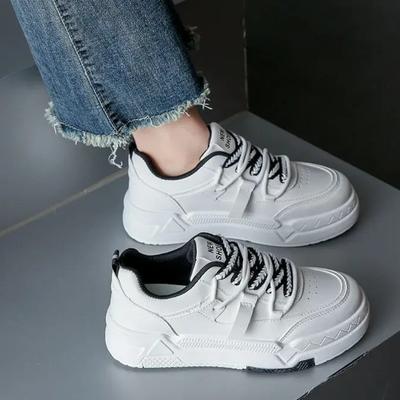 Женская обувь Кожаная повседневная обувь Студенческая обувь для скейтборда Шнуровка Вулканизированная обувь Женские кроссовки Платформа Тренировочная обувь