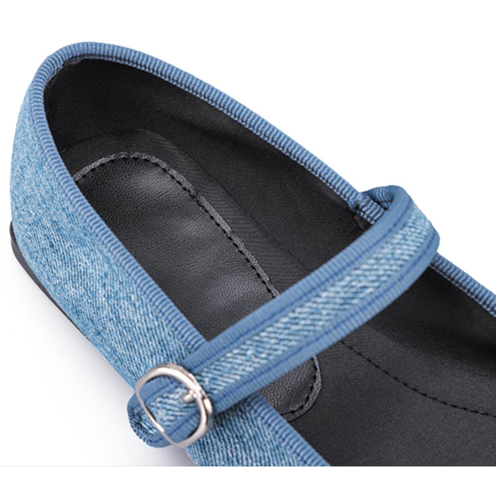 Женские балетки Mary Jane, джинсовые удобные мягкие туфли на плоской подошве с круглым носком для женщин