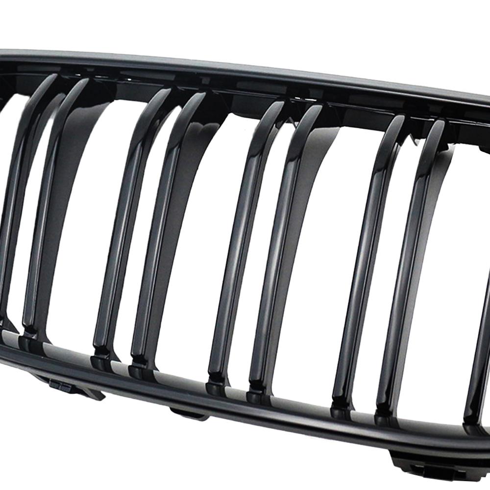 2PCS Gloss Black Front Kidney Grill Grille For-BMW E92 E93 3-Series 328I 335I Coupe LCI 10-13 Double Slat Dual Line Hood
