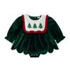 Citgeett Winter Christmas Infant Baby Girl Bodysuit Long Sleeve Tree Embroidery Jumpsuit Dress Fall Xmas Clothes