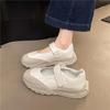 Thick-soled Inner Height Increase Mary Jane Shoes 2025 New Silver Velcro Casual Niche Sports Ballet Single Shoes Women