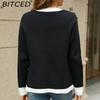 BITCED Premium Jacket Autumn Casual Colour-Block V-Neck Knitted Cardigan