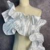 1 Yard Black White Beige Double Ruffle Pleated Chiffon Trim Lace Dress Decoration Fabric Applique Soft Trimming Craft Sewing Decoration