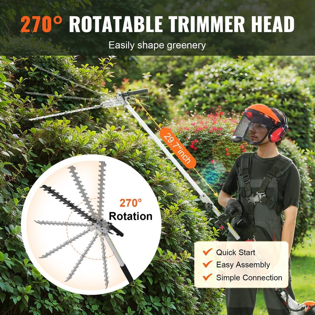 6-in-1 Multi-Functional Trimming Tools Gas Hedge Trimmer 33CC Weed Eater