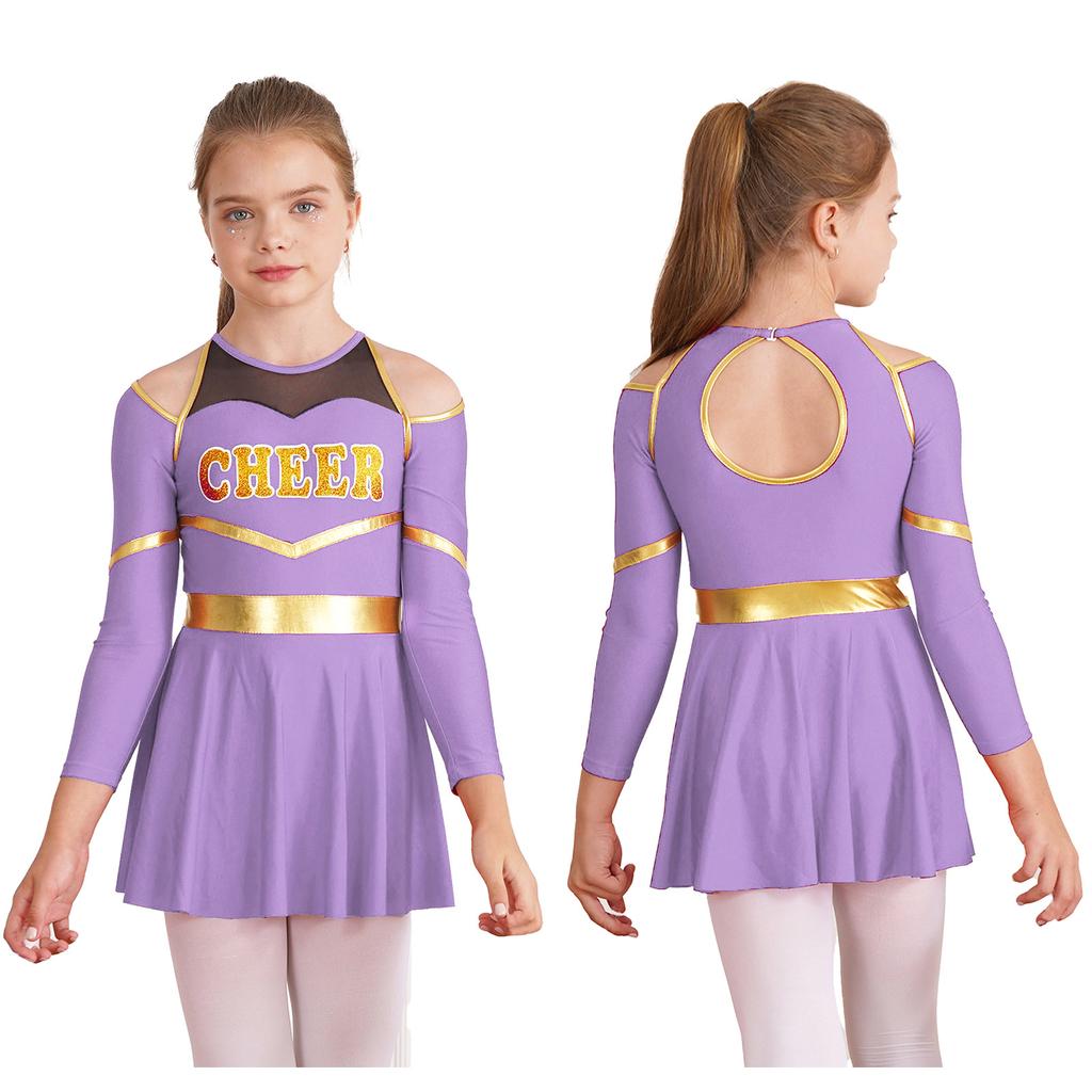 Girls Figure Skating Gymnastics Costume Modern Jazz Ballet Dancewear Pathwork Dress School Sport Meeting Cheerleading Uniform