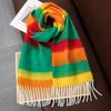 Fashion Winter Warm Stripe Print Travel Hijab Scarf Women Thick Cashmere Blanket Shawl Wraps  Brand Pashmina Poncho Bufada