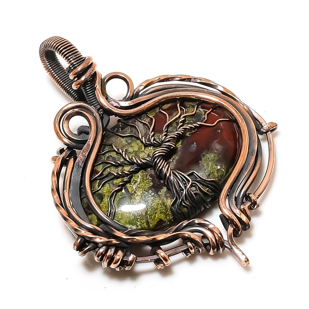 Dragon Bloodstone Jewelry, Handmade Gemstone Pendant, 999 Copper Wire Wrapped Pendant, Antique Jewelry, For Engagement Gift