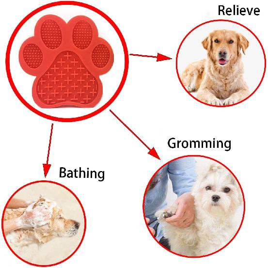 Dog Licking Mat for Anxiety Peanut Butter Slow Feeder Bowls Licking Pad with Strong Suction to Wall for Pet Bathing,Grooming,and Dog Training (Red)