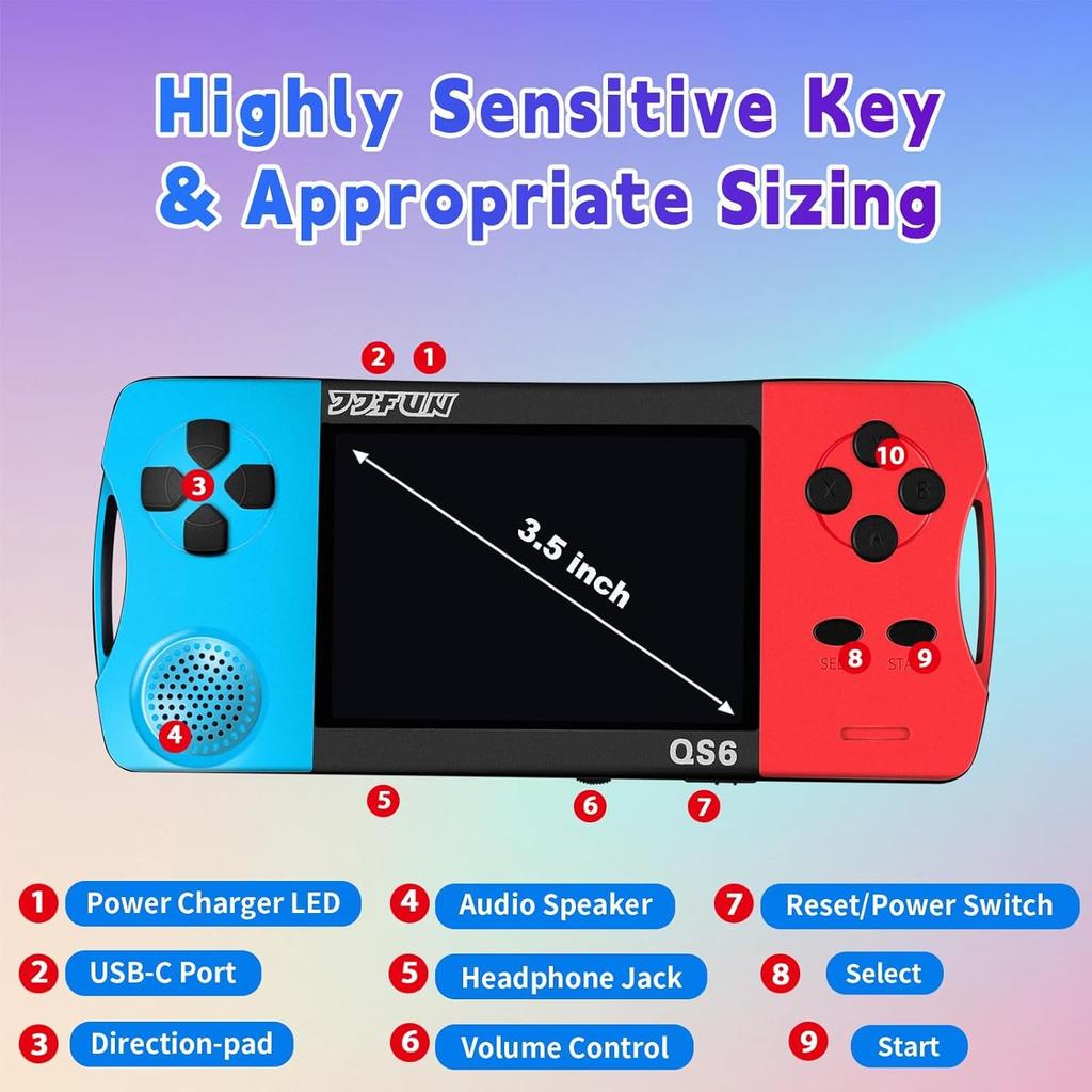 Portable Game Console for Kids 216 Retro Games No WiFi Required Educational Toy Screen Rechargeable Birthday Christmas Gift Japanese Instruction