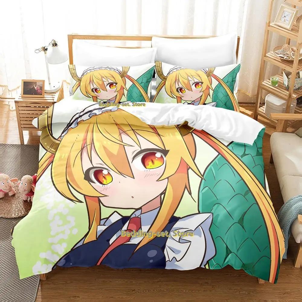 Miss KobayashiS Dragon Maid Bedding Collection Anime ThreePiece Set Adult Kid Bedroom Duvetcover Collections Kawaii Girls Conjunto De Cama