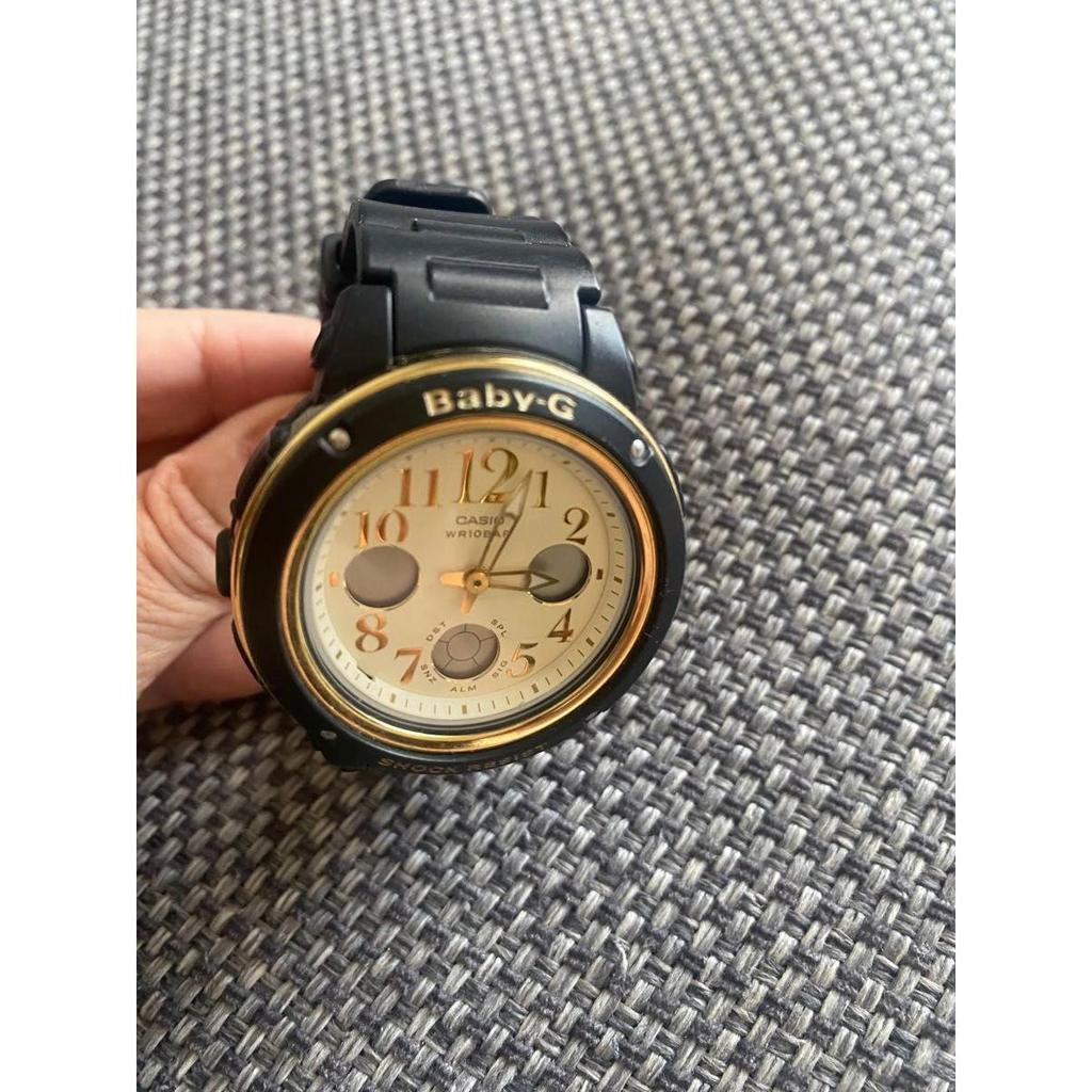 Used CASIO Baby-G WR10BAR Analog-Digital Watch Black Gold