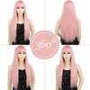 MERISIHAIR Long Straight Pink Wig with Bangs Synthetic Wigs for Women Black Blue Cosplay Wigs Heat Resistant Wig