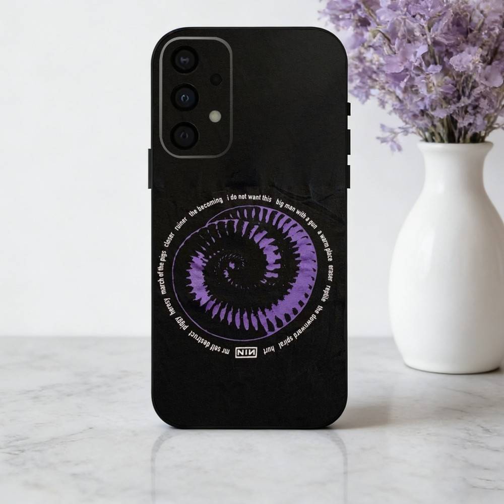 N-Nine I-Inch T-The D-Downward S-Spiral Phone Case For Samsung Galaxy A73,A72,A71,A70,A53,A52,A51,Soft Silicone Black Cover
