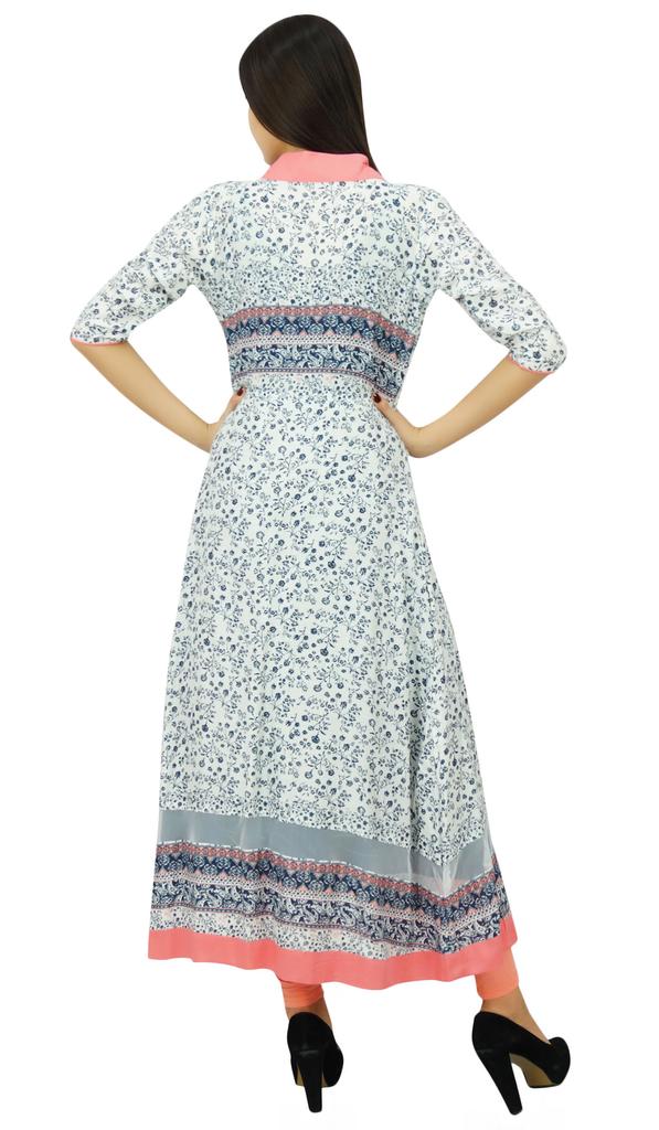 Bimba Эксклюзивная 2-х предметная печатная курти длинная курта индийская одежда бохо шик