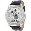 Часы Disney MK1015 Микки Маус Серебристый циферблат Черный ремешок из крокодиловой кожи Унисекс