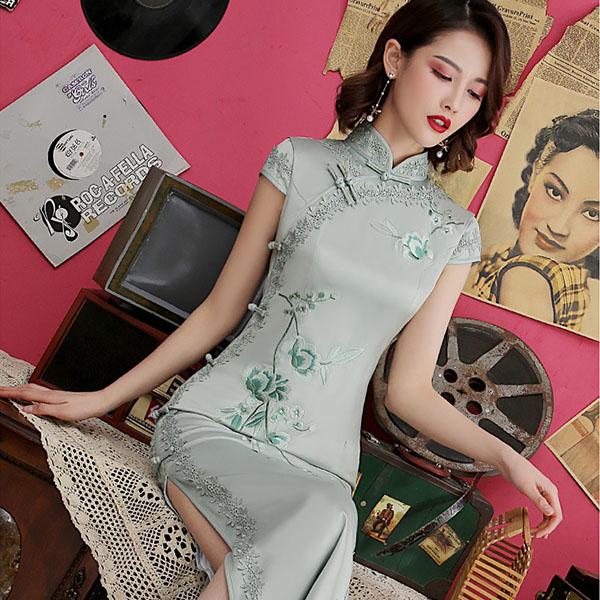 Современное женское платье Cheongsam, короткое кружевное китайское платье Cheongsam, вечернее винтажное элегантное платье Ao Dai