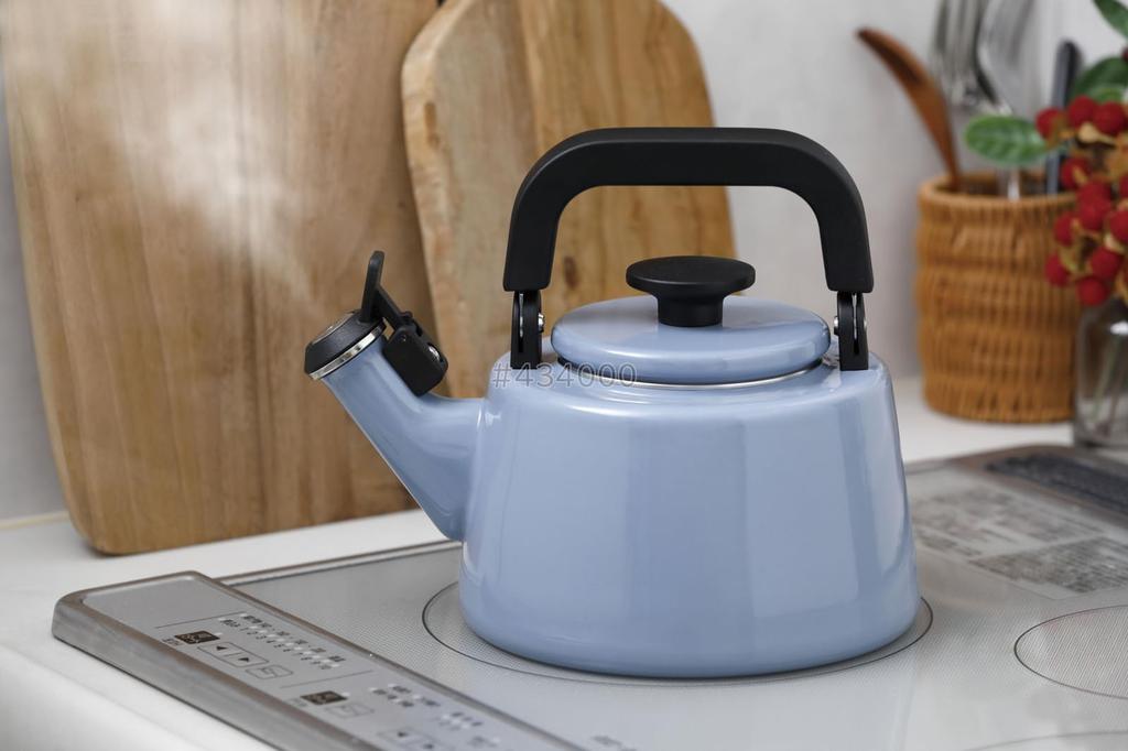 Fuji Enamel Cotton Plus Whistling Ash Kettle, 2.1L, Blue, CTP-2.1WK.AB