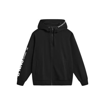 Li Ning Sports Fashion Series Хлопок Полиэстер Буквенный Принт С Капюшоном Длинный Рукав Флисовая Толстовка Унисекс Толстовка Черная AWDU921-1