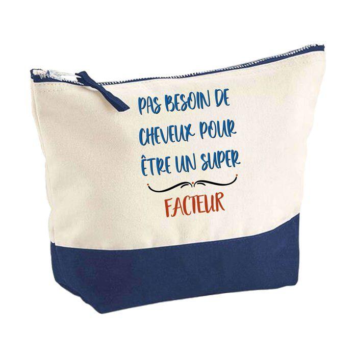 Trousse de maquillage - PLANETEE - Facteur pas besoin de Cheveux - Grand format - Coton - Impression HD (Fabriquée en France)