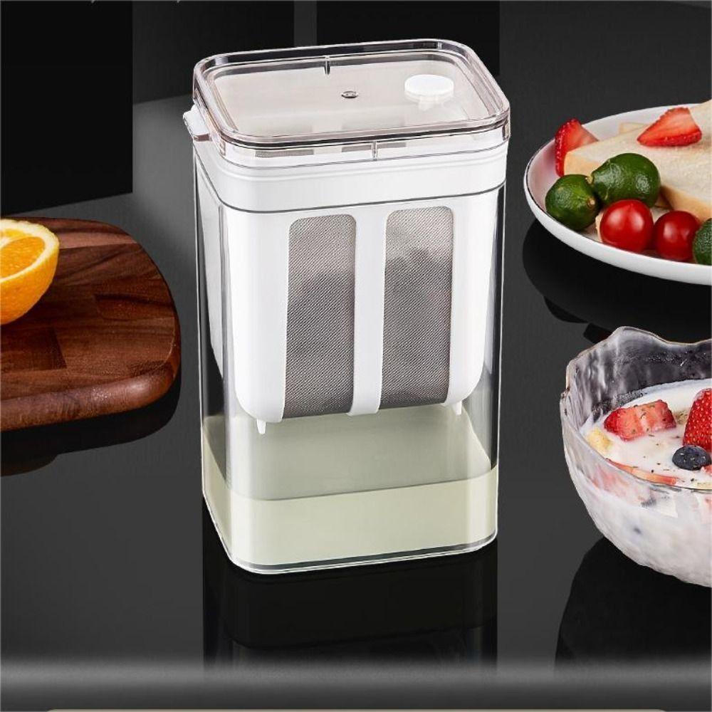 with Lids Yogurt Filter 1100ML Whey Separation Tools Washable Greek Yogurt Strainer Milk Tea