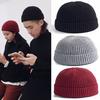 Fashion Men Women Hip Hop Knitted Hat Skullcap Sailor Cap Retro Navy Style Wool Cap 1pc New Cuff Brimless Pure Color Beanie Hat Round  Accessories