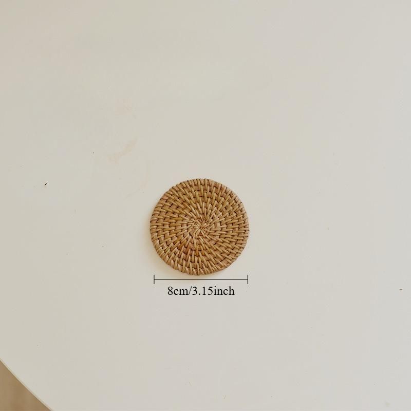 1Pc PVine Woven Coasters, Tea Mats, Cup Holders, Iron Pots, Heat-resistant Tea Cups, Plates, Circular Pot Mats
