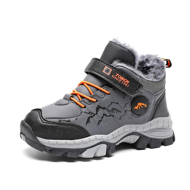 Children's Snow Shoes and Boots Winter New Velvet Thickened Sports Shoes Boys Large Cotton Shoes Non-slip Cotton Boots Keep Warm