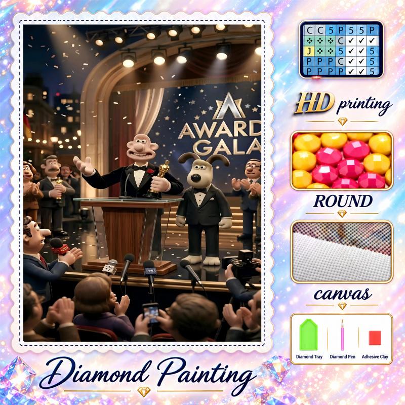 Wallace & Gromit Diamond Painting Kit 5D Full Drill DIY Diamond Mosaic Wall Art Home Decor