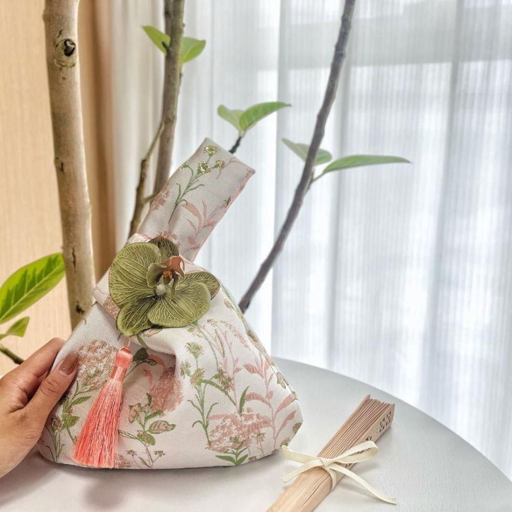 Вязаная простая кисточка узел на запястье сумка кошелек кисточка цветок кулон вышивка ханьфу сумка небольшой предмет мешочек темперамент