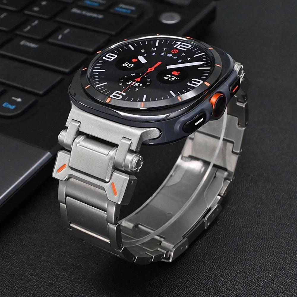 Титановый ремешок для Samsung Galaxy Watch 8 44 мм 40 мм 8 Classic 46 мм Роскошный ремешок Correa для GALAXY ULTRA 2025 2024 Мужской браслет