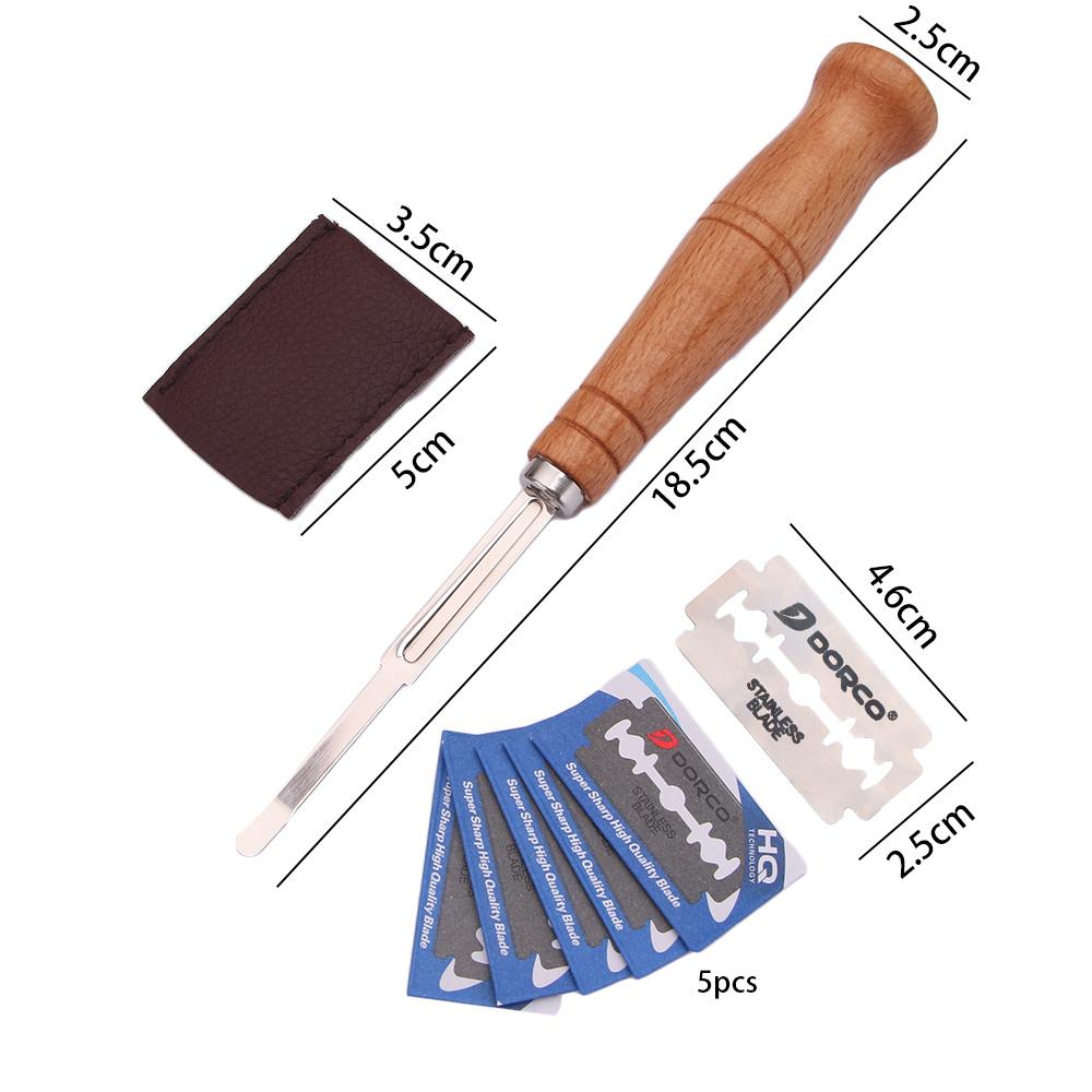 With 5pcs Replacement Blades Arc Curved Bread Lame Cutter Toast Knife Dough Slicer Baking Tools