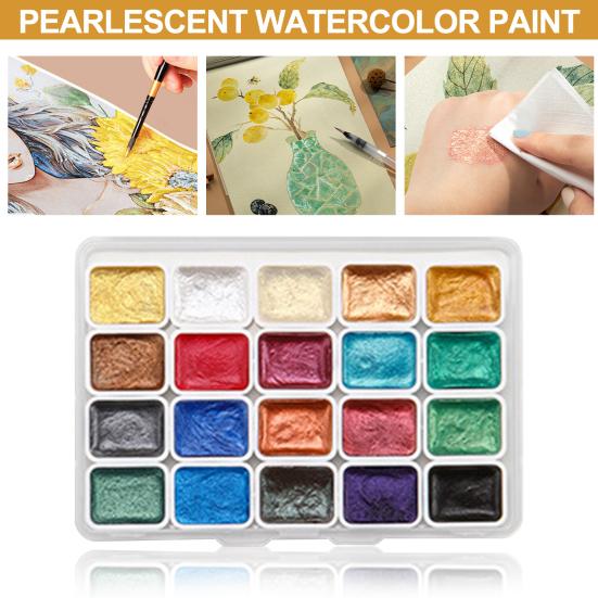Набор акварельных красок с блестками, мерцающие металлические перламутровые цвета, портативные акварельные краски художественного класса