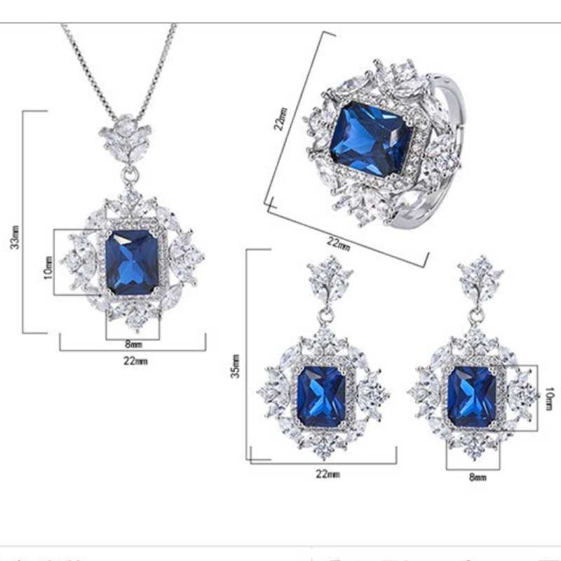 Sace Gems Классические кольца из медного сплава с цирконием, серьги, кулон, ожерелье, комплекты ювелирных изделий, подарки для свадебной вечеринки