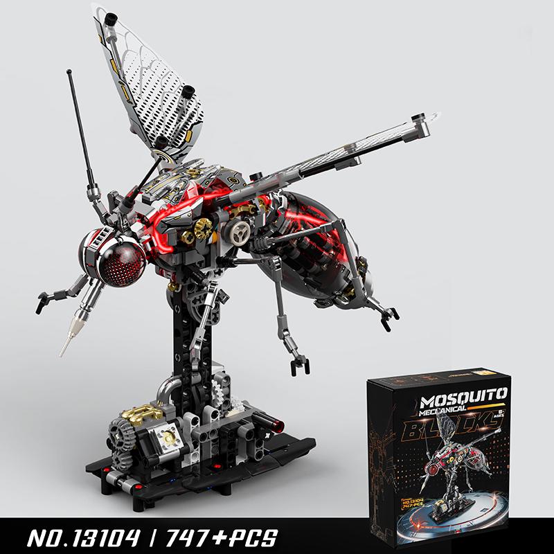Механический Набор Строительных Игрушек 'Комар' Technic Животное Строительные Блоки Модель Насекомого со Светом и Движущимися Крыльями Подарок для Ребенка Взрослых