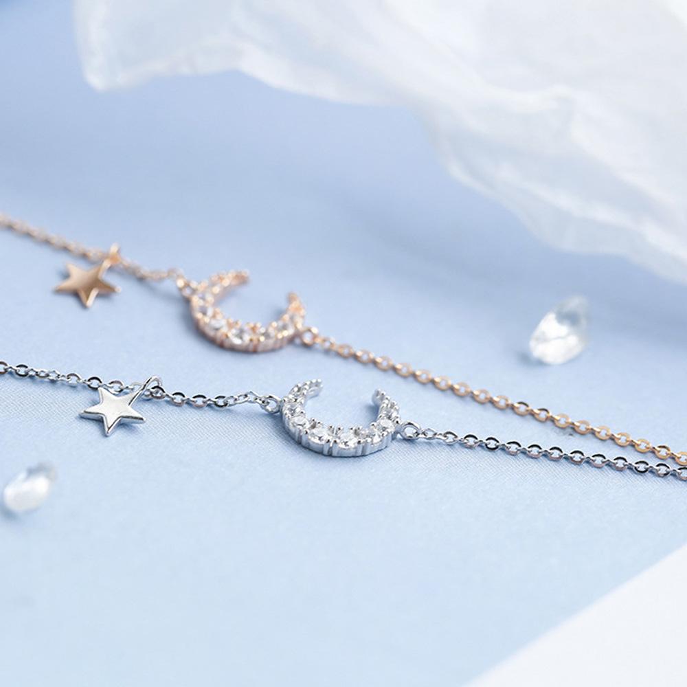 Модные украшения из страз S925 Женские Браслеты на запястье Звезда Луна Браслет-подвеска