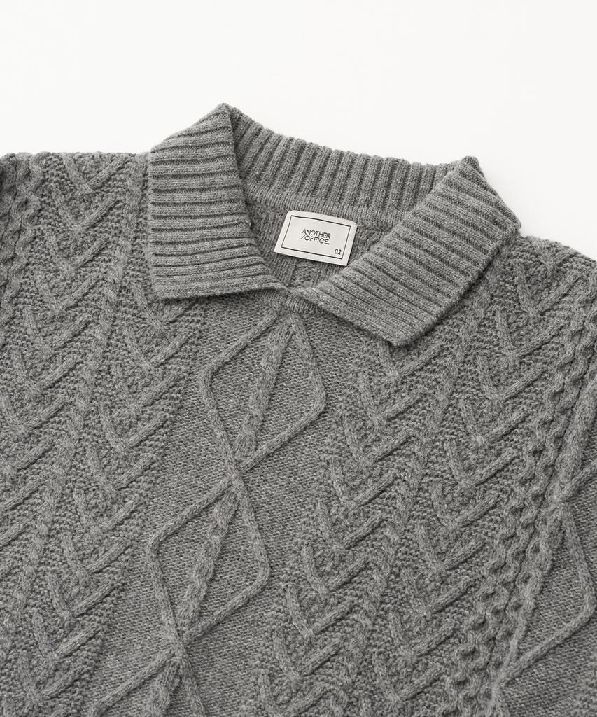 ANOTHER OFFICE Fisherman Cable Knit (Heather Gray)