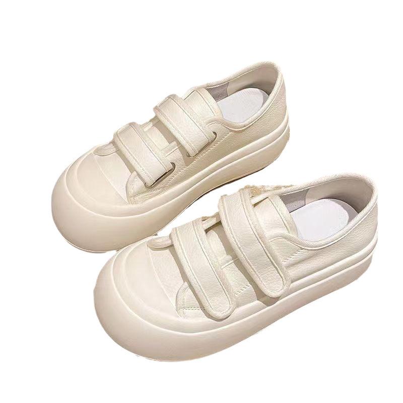 Уродливые милые большие головы универсальные белые туфли на липучке женские туфли на весну 2025 года белые парусиновые туфли повседневная обувь