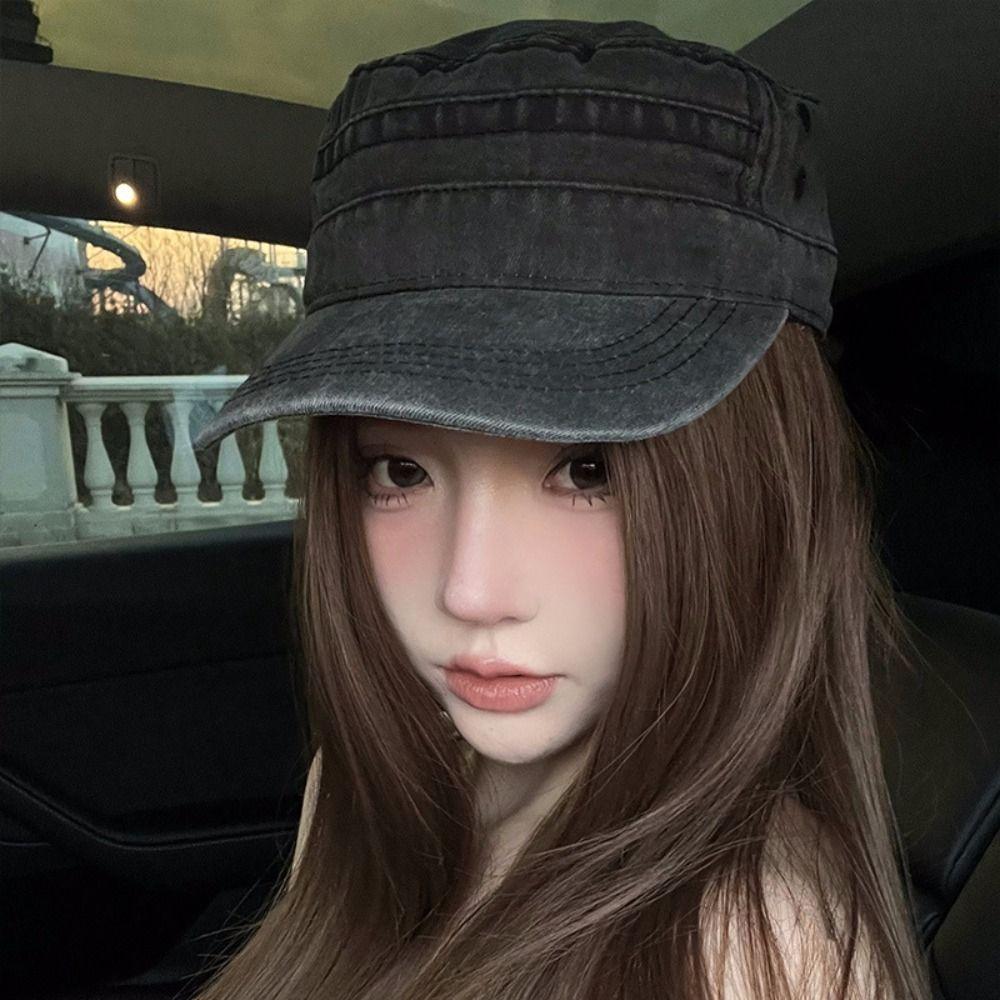 Vintage Flat Top Hat Y2k Peaked Cap Retro Visor Hat Outdoor