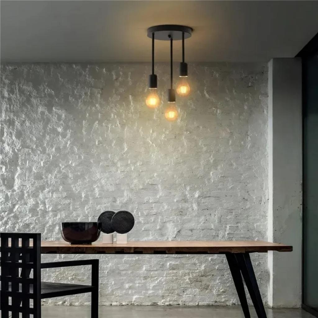 New Minimalist 3-Light Iron Industrial Chandelier for Bedroom Kitchen Living Dining Room