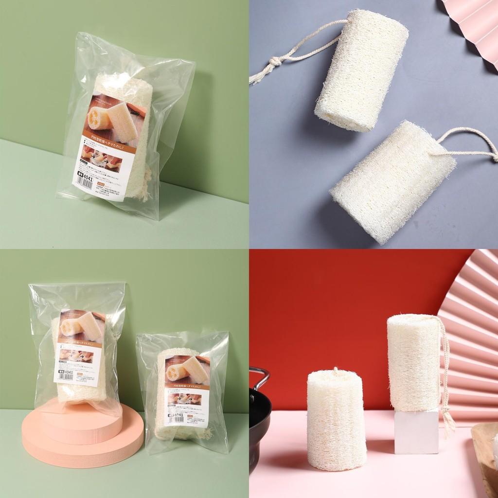 Натуральная мочалка люфа с пластиковой ручкой для эффективного мытья посуды