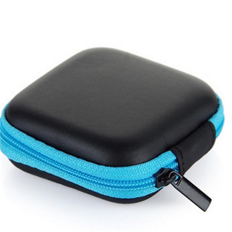 Mini Zipper Headphones Box In-ear Earphone Cases EVA Square Earbuds Headset Carry Pouch Bags